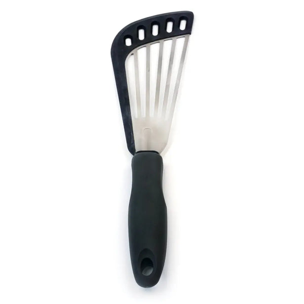 RSVP Stainless Steel Slotted Angled Spatula W/ Silicone Edge