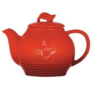 Republic of Tea Teapot Red Dancing Leaves