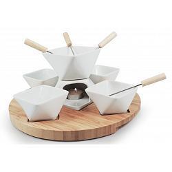 Fondue Set 12pc Chocolate White w/ Bamboo Base