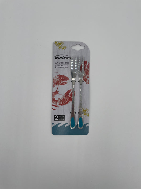 Seafood Forks Blue Handle Trudeau Set/2