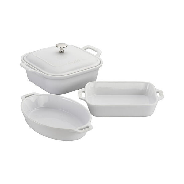 Staub Ceramic Mixed 4pc Baking Dish Set - White