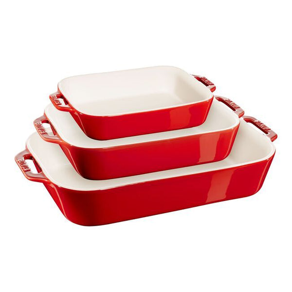 Staub Ceramic 3pc Rectangle Bakeware Set - Cherry