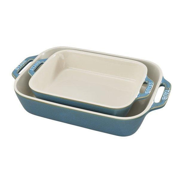 Staub Ceramic 2pc Rectangle Bakeware Set - Turquoise