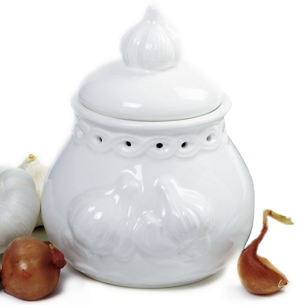 NORPRO GARLIC KEEPER STONEWARE Large White