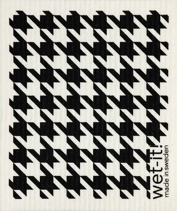 Wet-it Swedish Dish Cloth - Houndstooth Black
