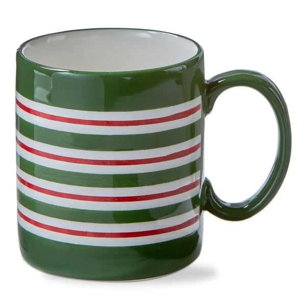 Tag Earthenware Mug - Christmas Stripe