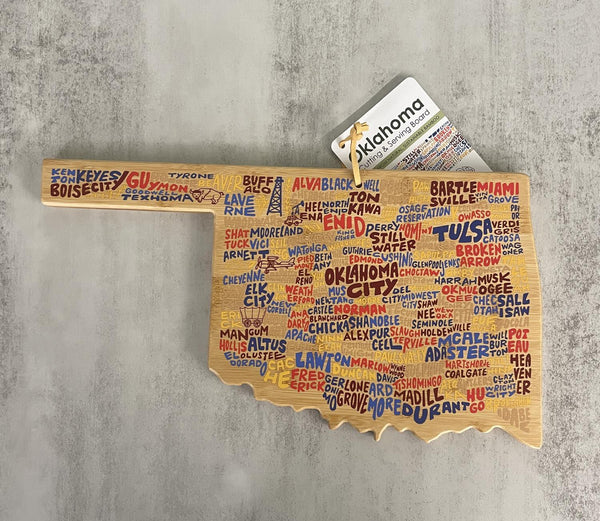 Totally Bamboo Cutting Board - Oklahoma Wander on Words Colorful City Names
