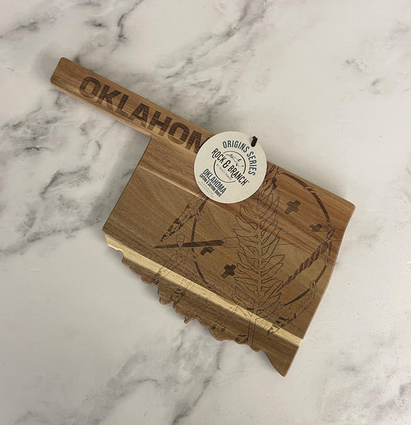 Totally Bamboo Cutting Board - Oklahoma Shaped Etched Rock and Branch