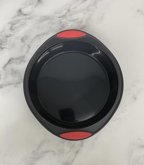 Cake Pan 9" Round Silicone handle peach
