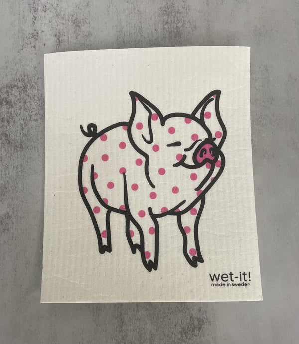 Wet-it Swedish Dish Cloth - Polka Pig