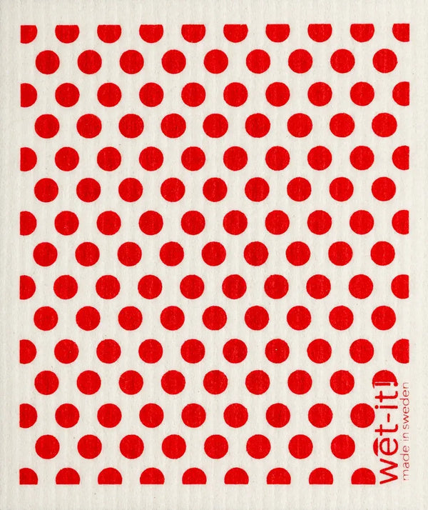 Wet-it Swedish Dish Cloth - Dots and Dots Red