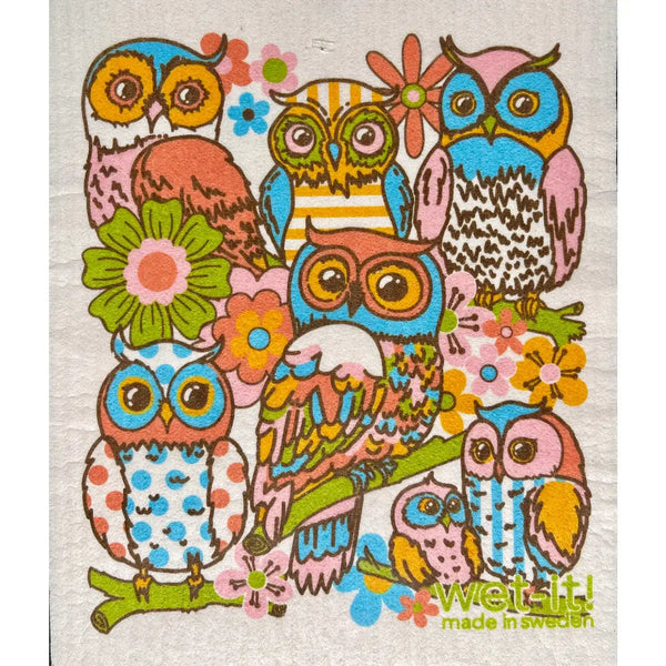 Wet-it Swedish Dish Cloth - Owl Family