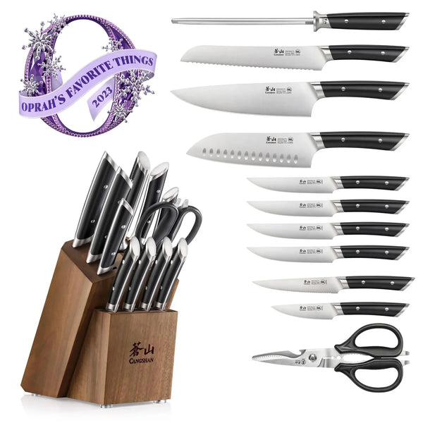 Cangshan Helena Series 12pc Knife Set Acacia Wood Block - Black