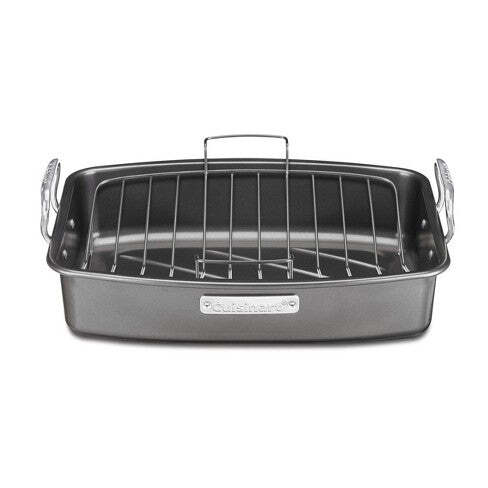 Cuisinart 17" x 13" Roasting And Lasagna Pan Nonstick Roaster with V-Rack