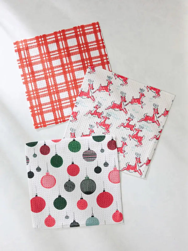 Geometry House 3pc Dish Cloth Set - Xmas Day