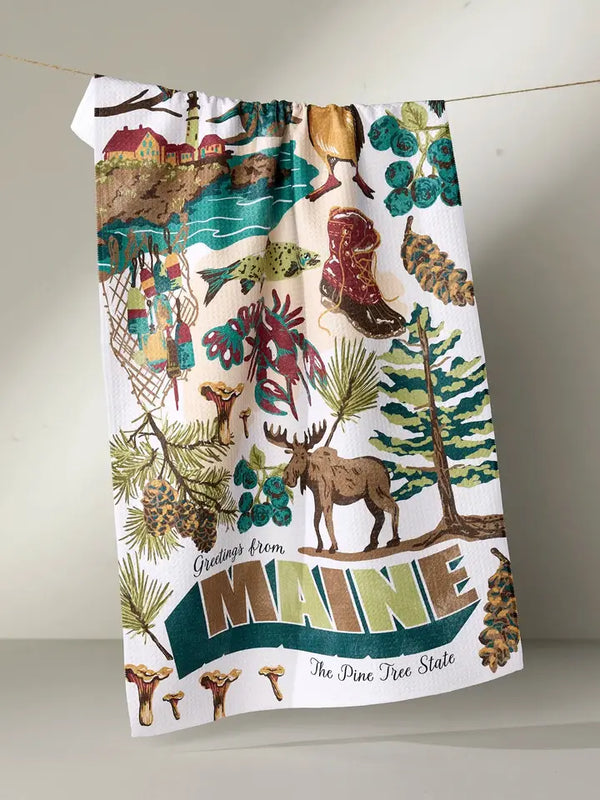 Geometry House Tea Towel - Greetings from Maine