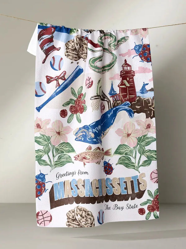 Geometry House Tea Towel - Greetings from Massachusetts
