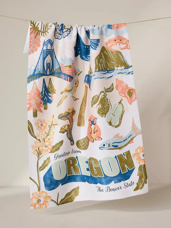 Geometry House Tea Towel - Greetings from Oregon