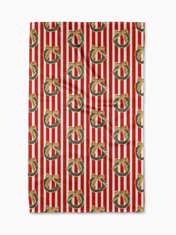 Geometry House Tea Towel - Red Wreaths
