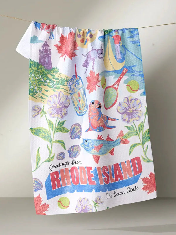 Geometry House Tea Towel - Greetings from Rhode Island