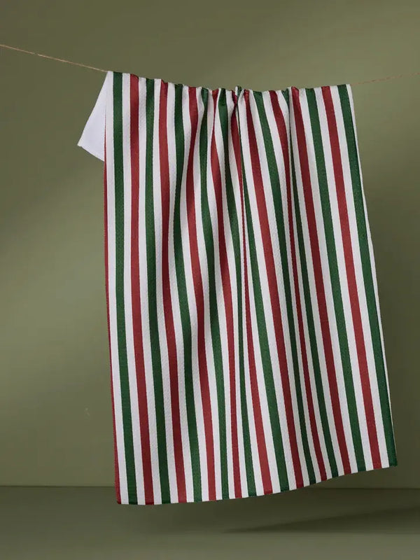 Geometry House Tea Towel - Ribbon Green Red