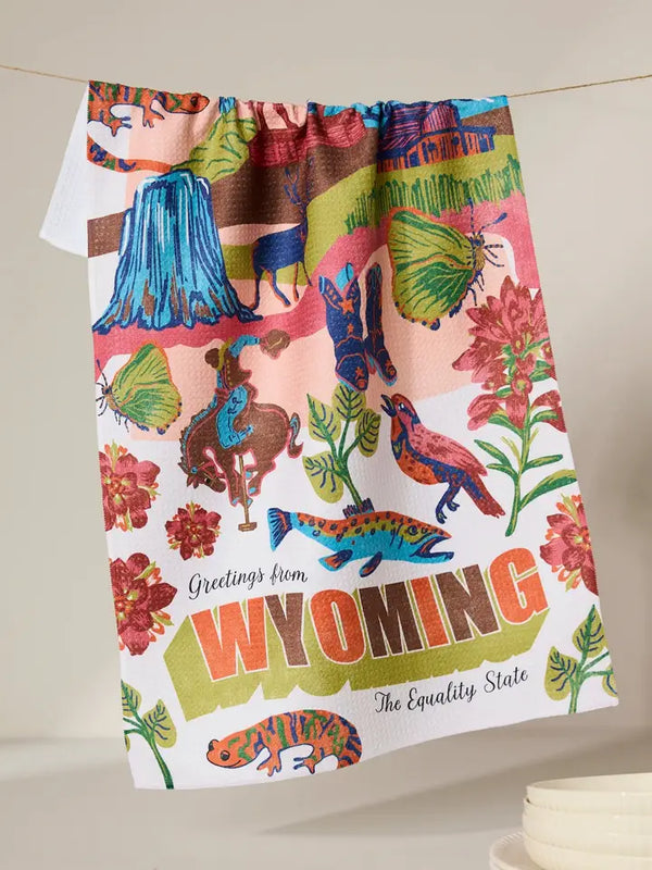 Geometry House Tea Towel - Greetings from Wyoming