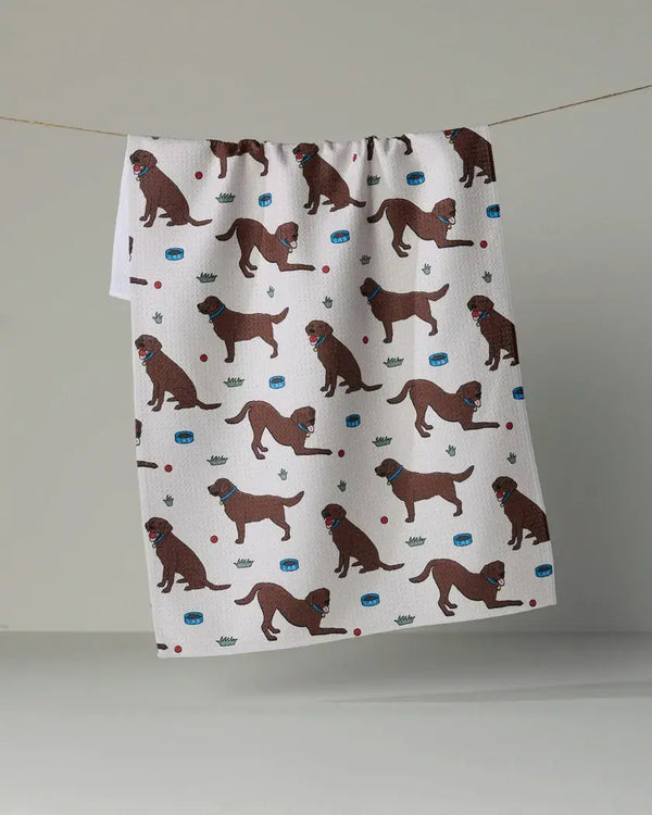 Geometry House Tea Towel -  Lab Pals Chocolate