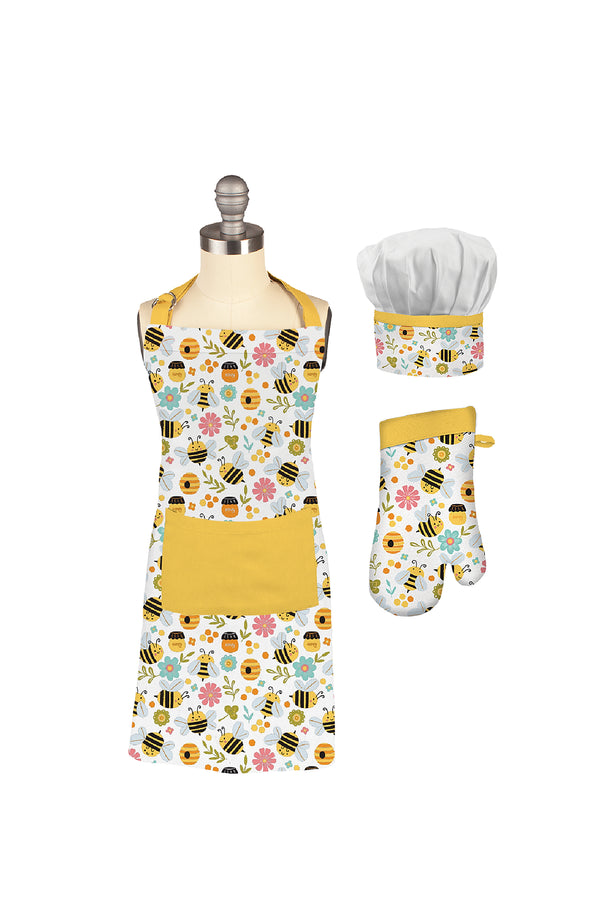 Mu Kitchen Mini Apron 3pc Set - Bees