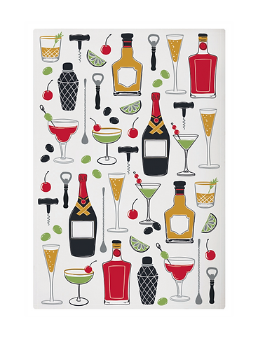 Mu Kitchen Cotton Designer Towel - Cocktails