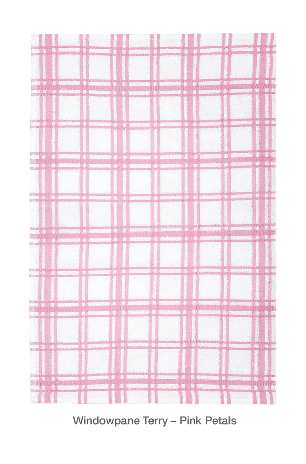 Mu Kitchen Windowpane Terry Towel - Pink Petals