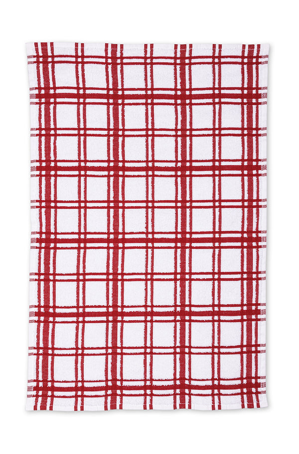 Mu Kitchen Windowpane Terry Towel - Crimson