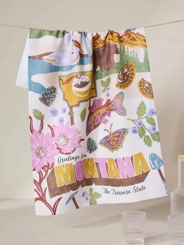 Geometry House Tea Towel - Greetings from Montana