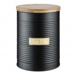 Typhoon Otto Metal Tea Canister with Bamboo Lid - Black