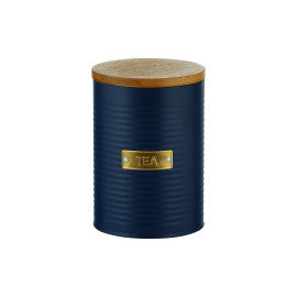 Typhoon Otto Metal Tea Canister with Bamboo Lid - Navy