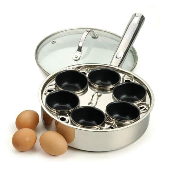 RSVP Stainless Steel Egg Poacher - 6 Cup Set