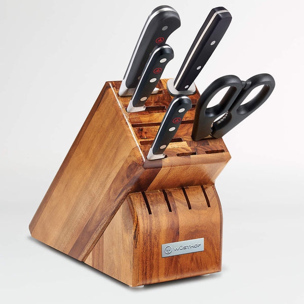 Wusthof Classic 6pc Knife Set w/ Acacia Wood Block