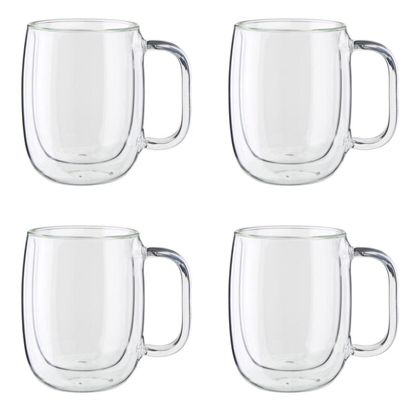 Zwilling Set of 4 Double Wall Coffee Glass Mugs