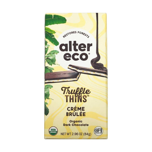 Alter Eco Creme Brulee Truffle Thins Dark Chocolate Bar