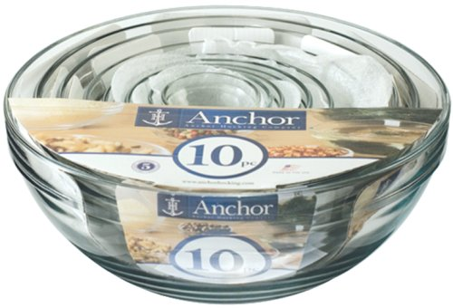 Anchor Hocking Glass Bowl Set - 10 pcs