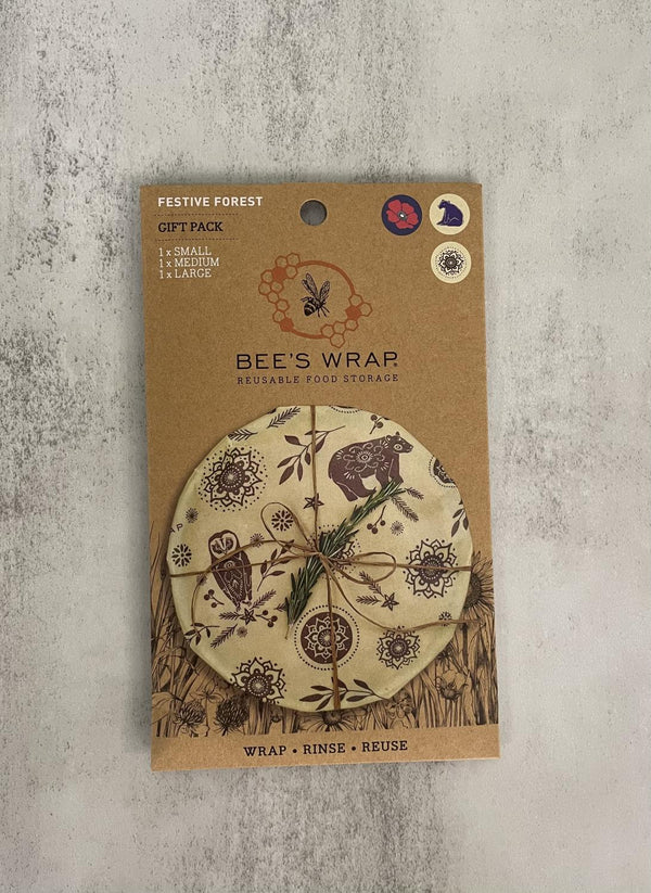 Bees Wrap Festive Forest 3 Pack - 1 Small, 1 Medium, 1 Large