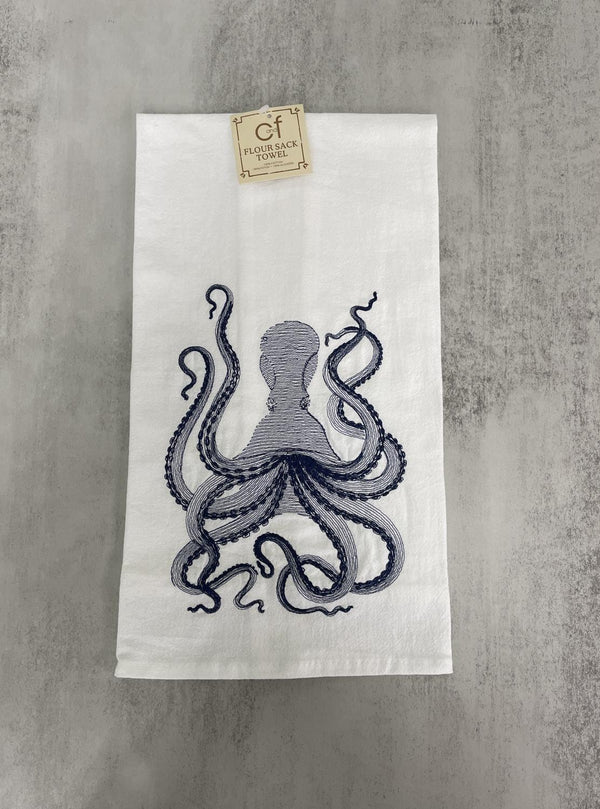 C & F Emboidered Octopus Flour Sack Towel