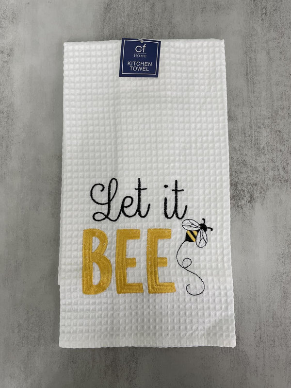 C & F "Let It Bee" Waffle Weave Kitchen Towel