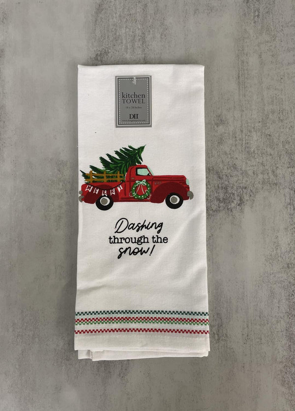 Design Imports Holiday On Wheels Tea Towel - Truck