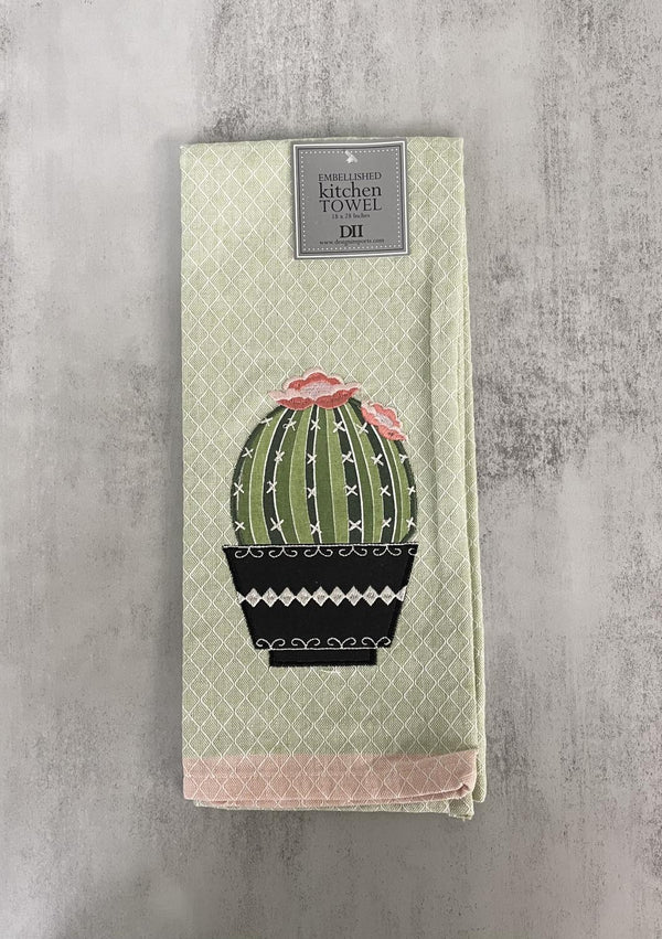 Embellished Dish Towel - Cactus