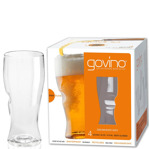 Govino 16 oz. Reusable Plastic Beer Glasses Set/4