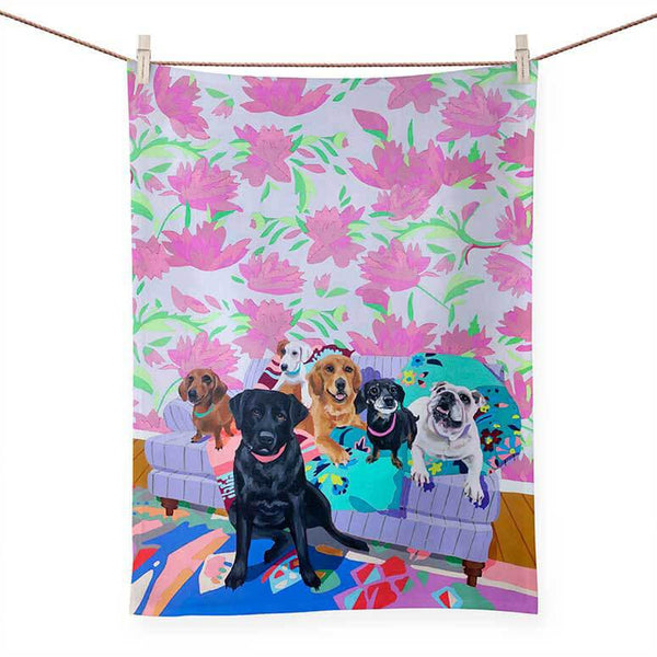 Green Box Art Tea Towel - Dog Tales