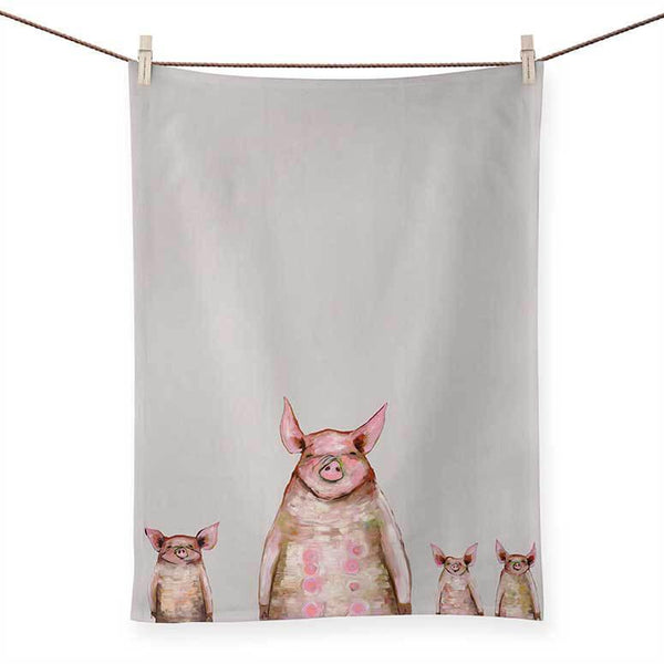 Green Box Tea Towel - Four Pigs In A Row