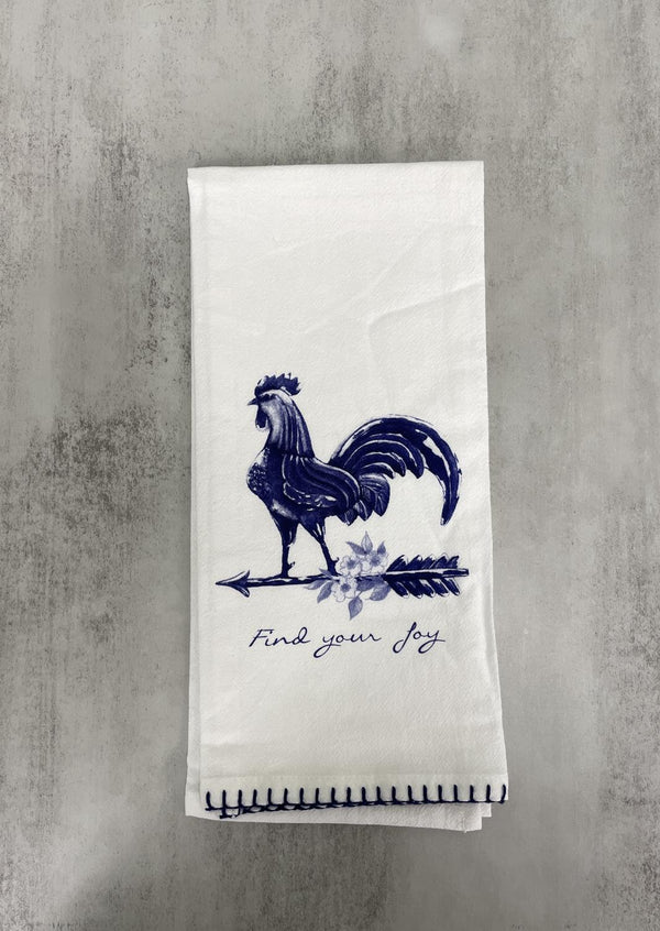 Kay Dee Designs "Find Your Joy" Blue Rooster Flour Sack Towel