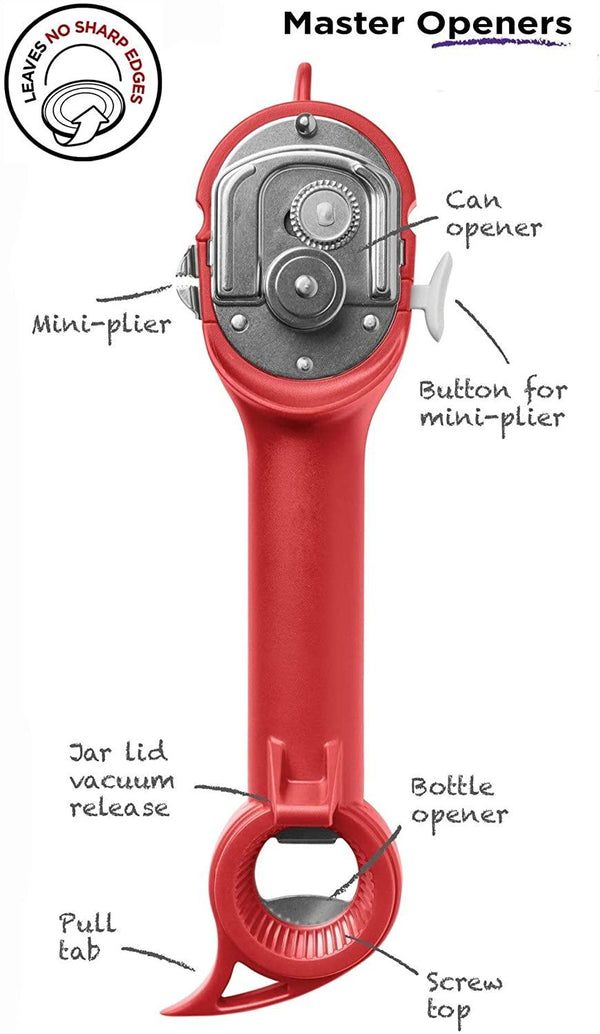 Kuhn Rikon 6-in-1 Pro SS Master Safety Can Opener w/ Gift Box
