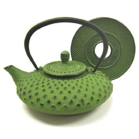 Lime Green Cast Iron Teapot with Trivet